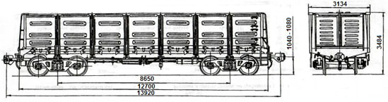 4-осный полувагон модели 12-1000