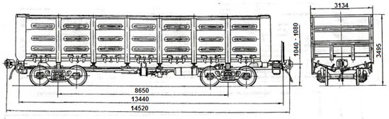 4-осный полувагон модели 12-127