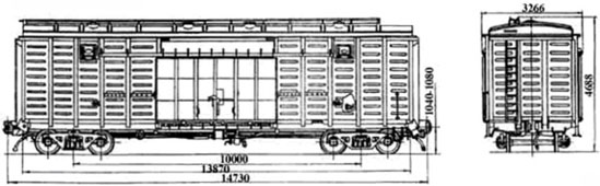 4-осный крытый вагон модели 11-270