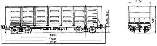 4-осный полувагон модели 12-1505