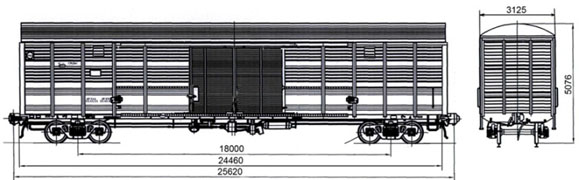 4-осный крытый вагон модели 11-1709