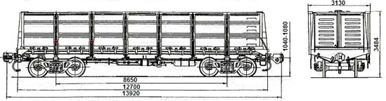 4-осный полувагон модели 12-726
